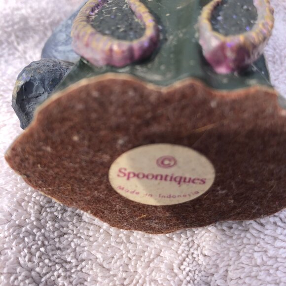 Vintage Spoontiques Wizard With Crystal Ball Orb Red Eyes Metaliic Figurine 6” - Picture 11 of 15